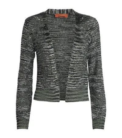 Missoni Cropped Sequin-embellished Crochet-knit Cardigan In Green