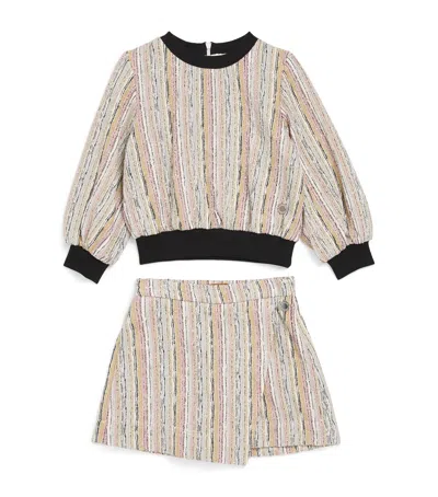 Missoni Kids' Sequin-embellished Sweatshirt And Skort Set In Neutral