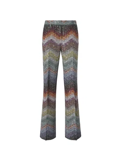 Missoni Sequin-embellished Zigzag Metallic-knit Trousers In Multi