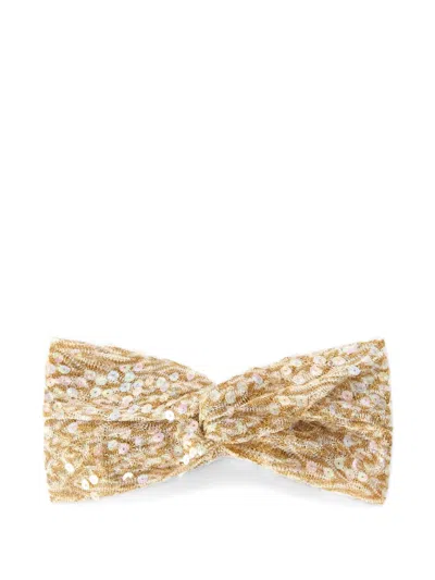 Missoni Sequin-embellished Twisted Headband In Gold
