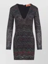 Missoni Fitted Mini Dress With Multicolored Zigzag In Multi