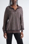 Missoni Sequin Embellished Wool Blend Polo Sweater In Brown