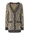 Missoni Paillette Chevron V-neck Maxi Cardigan In Black