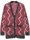 Shop Missoni Sequin-embellished Zigzag-design Cardigan In Rot