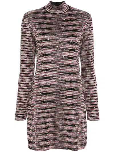 Missoni Sequin-embellished Zigzag Mini Dress In Pink
