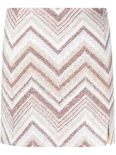 Missoni Sequin-embellished Zigzag-woven Miniskirt In White
