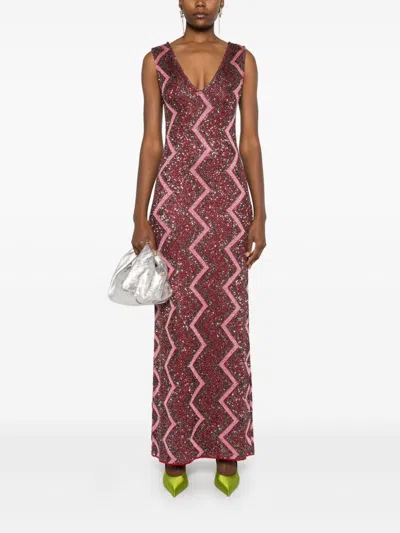 Missoni Metallic Chevron Paillette Knit Sleeveless Maxi Dress In Multi