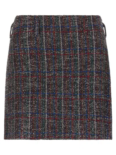 MISSONI SEQUIN-ENHANCED TARTAN MINI SKIRT WITH SIDE ZIP CLOSURE