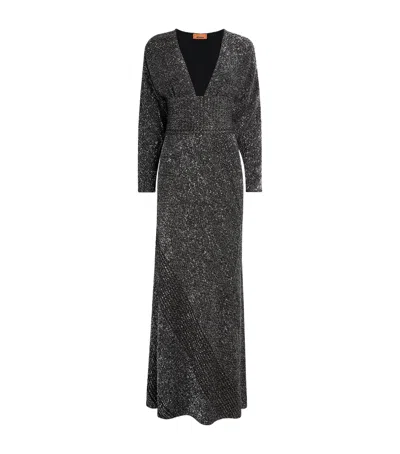 Missoni Sequin Plunge-neck Maxi Dress In Black