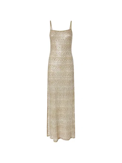 Missoni Sequin Split Maxi Beach Dress In Gold