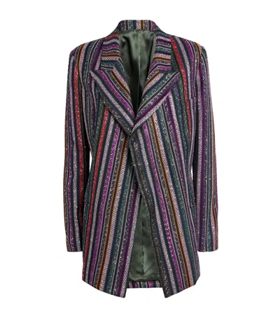 Missoni Sequin Stripe Blazer In Gray