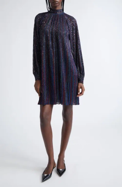 Missoni Sequin Stripe Long Sleeve Minidress In Black