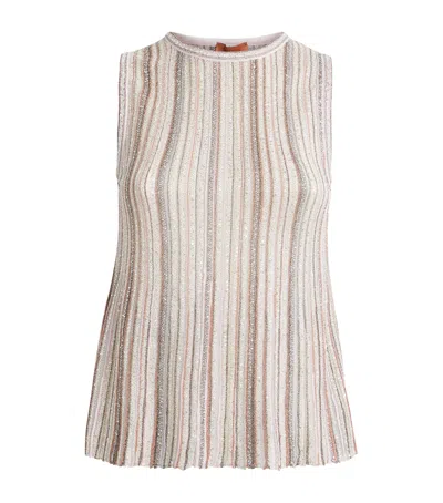 Missoni Sequin Stripe Tank Top In Pink