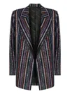 Missoni Single-breasted Blazer With Herringbone Stripe Knit In Multi