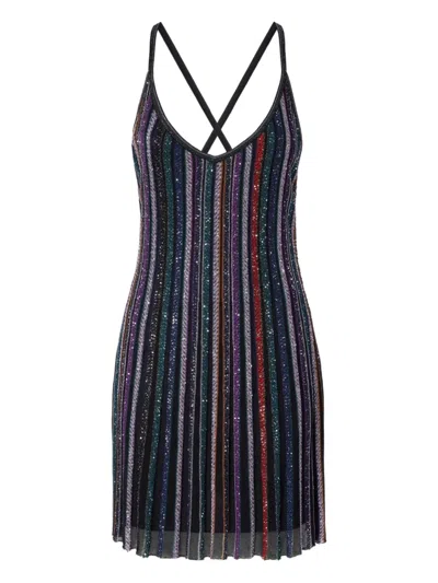 Missoni Sequin-striped Mini Dress In Multi