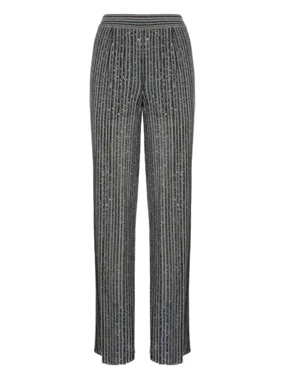 Missoni Sequin-striped Trousers In Gray