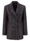 Missoni Double-breasted Checked Blazer Featuring Sequins In Brown