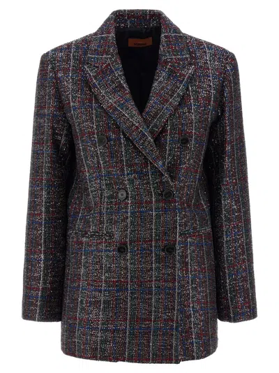 Missoni Sequin Tartan Blazer In Brown