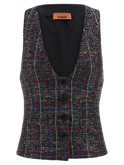MISSONI MISSONI SEQUIN TARTAN VEST
