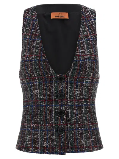 MISSONI SEQUIN TARTAN VEST