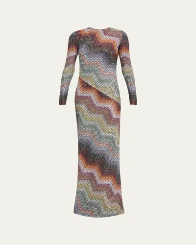 Missoni Sequin Wefted Loom Knit Long-sleeve Gown In Multi