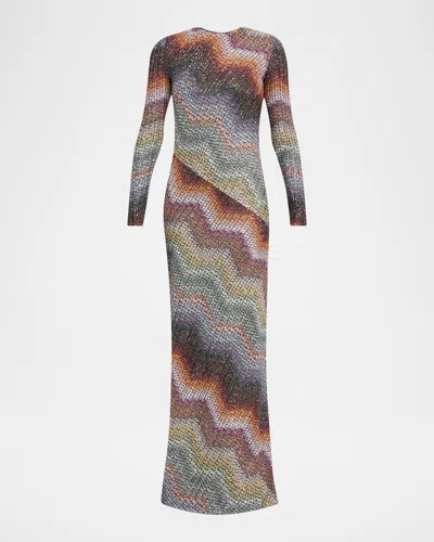 Missoni Sequin Wefted Loom Knit Long-sleeve Gown In Multi