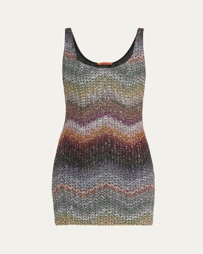 Missoni Sequin Wefted Loom Knit Mini Dress In Multi
