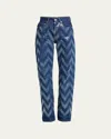 Missoni Zig Zag Sequined Denim Straight Jeans In S72ef-trsqn Dkblu Bs