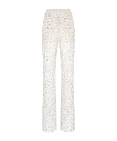 Missoni Sequined Bamboo Knitted Bell-bottom Pants In White