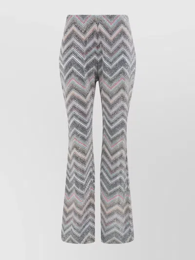Missoni Sequined Chevron Flared Trousers In White