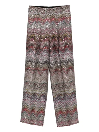Missoni Sequined Chevron Straight Trousers In Multi