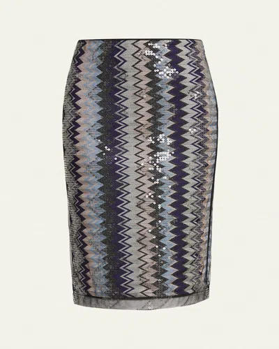 Missoni Sequined Chevron Tulle Skirt In Multicolor Bla