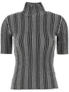 Missoni Sequin Stripe Turtleneck Short Sleeve Sweater In 黑色