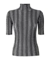 Missoni Sequin Stripe Turtleneck Short Sleeve Sweater In Black