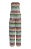 Missoni Long Bustier Jumpsuit In Gradient Zigzag Knit With Sequins