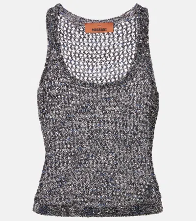 Missoni Sequined Knitted Tank Top In Black