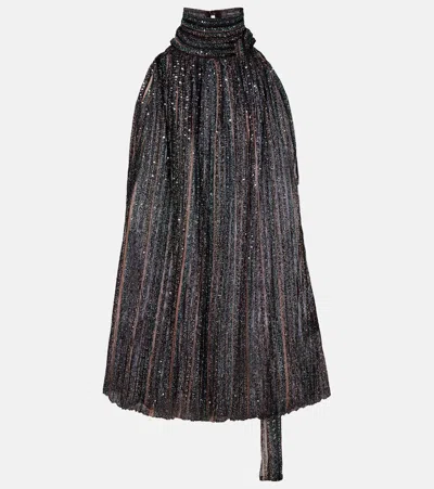 Missoni Womens Dark Brown High-neck Sequinned Metallic-knit Top