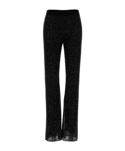 Missoni Sequined Lamé Viscose Ribbed Straight Trousers In Black