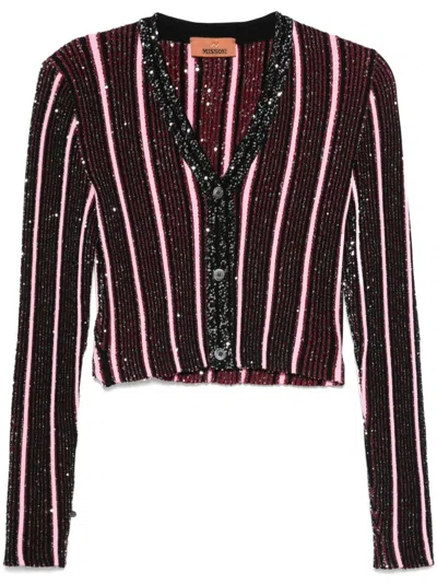 Missoni Sequined Ribbed Cardigan In Black