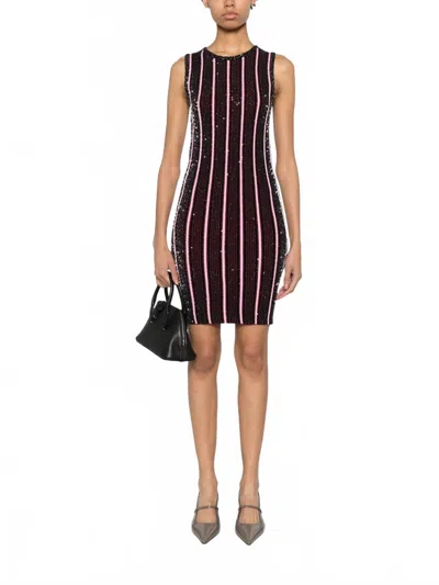 Missoni Sequined Ribbed Dress In Red Multi In Burgundy