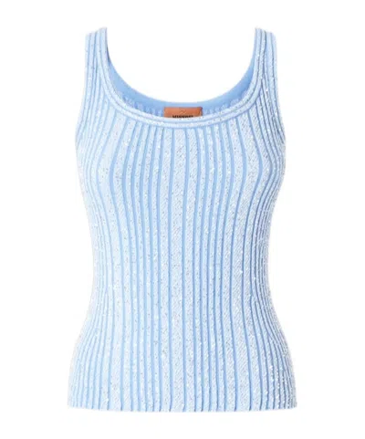 Missoni Sequined Ribbed Vest In Light Blue