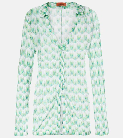 Missoni Sequined Scalloped Blouse In Green