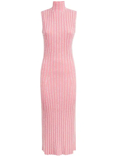 Missoni Sequin-embellished Ribbed-knit Midi Dress In Pink