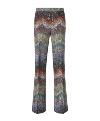 Missoni Sequined Straight Leg Pants In Blue