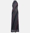 Missoni Womens Multi Orng Prpl Blk Striped Halterneck Knitted Maxi Dress In Multi