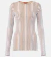 Missoni Paillette Striped Rib Crewneck Sweater In Beige