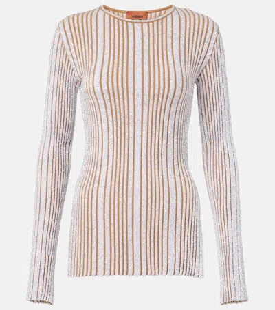 Missoni Sequined Striped Sweater In Beige
