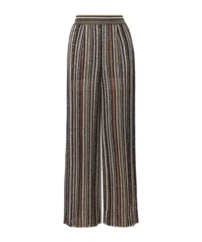 Missoni Sequined Striped Wide-leg Casual Pants In Multi