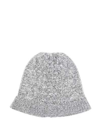 Missoni Sequin-embellished Cable-knit Beanie Hat In Gray