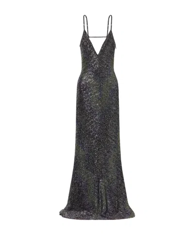 Missoni Sequin-embellished Crochet-knit Maxi Dress In Gray